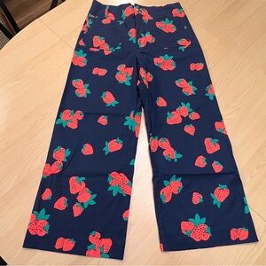 Maeve Collette Pants Size 30 – Navy Strawberry Print Wide Leg Trouser
